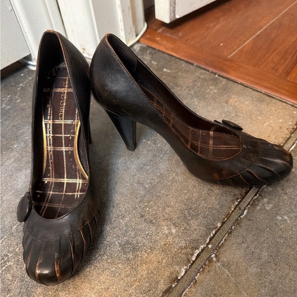 BCBGirls Dark Brown Heels with Button Detail